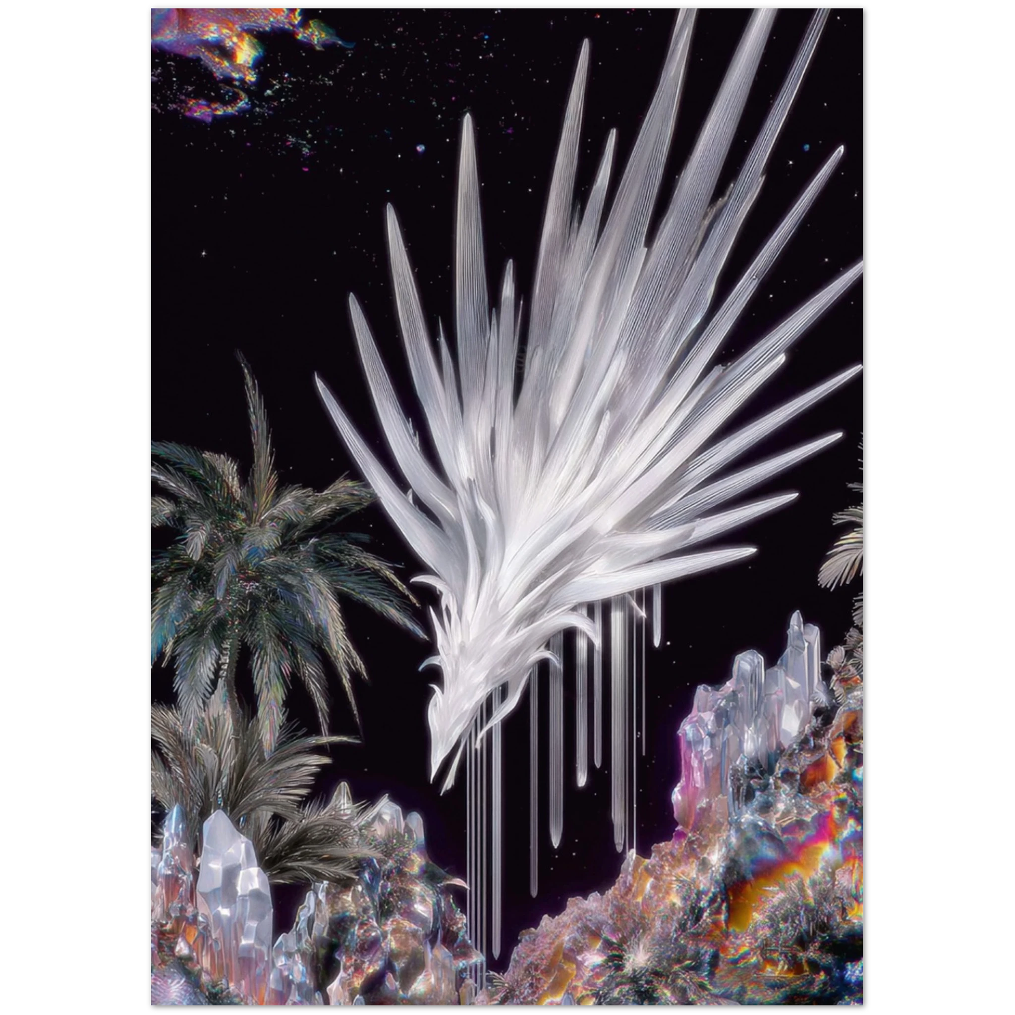 Close-up of the print’s textured surface and subtle tonal gradation highlighting its handmade paper medium and delicate